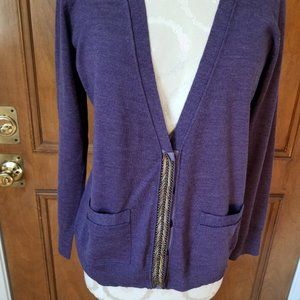 Banana Republic Purple  Beaded Cardigan - Large